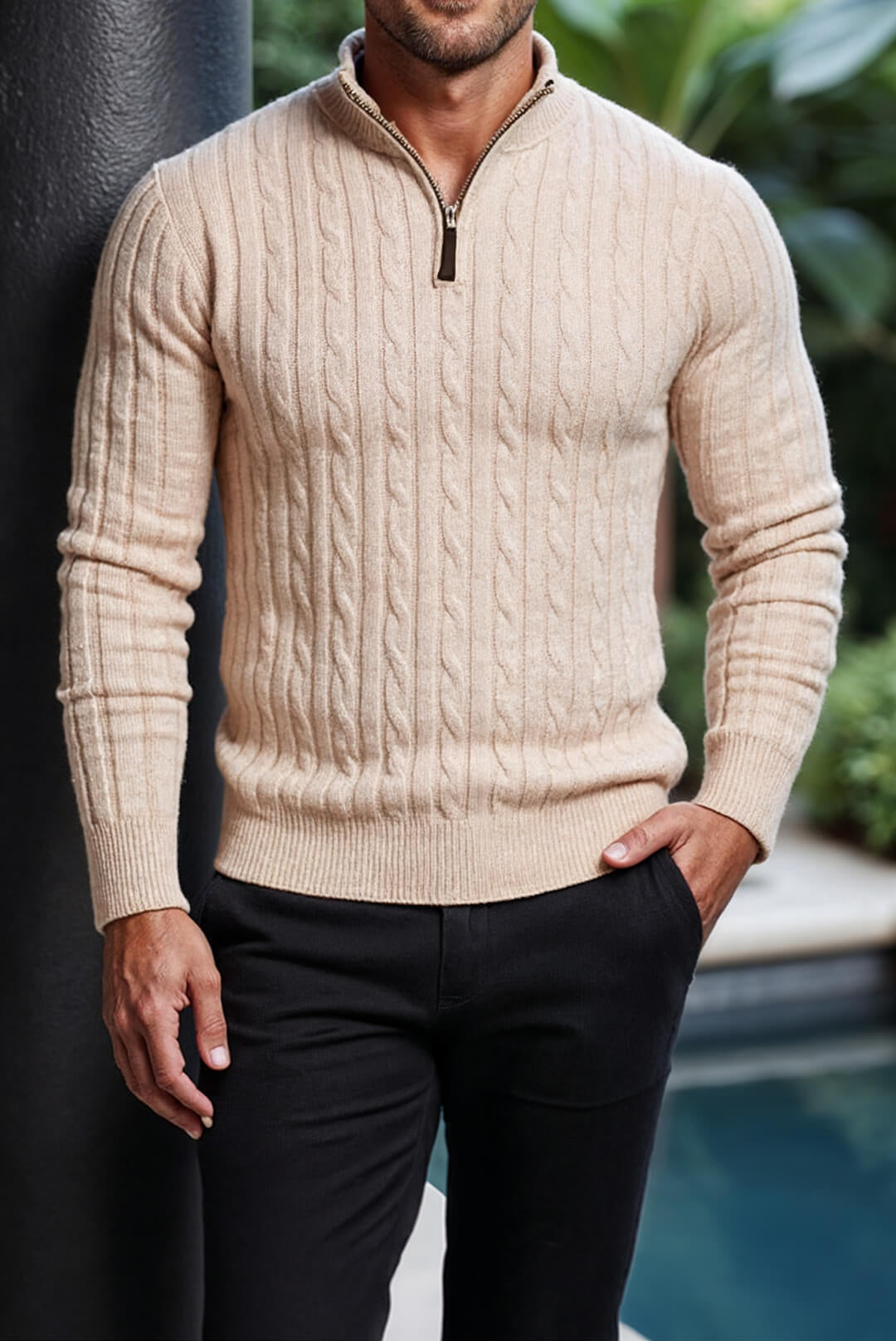 Vito: Half Zip Ribbed Sweater