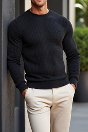 Florence: Crew Neck Textured Slim Sweater