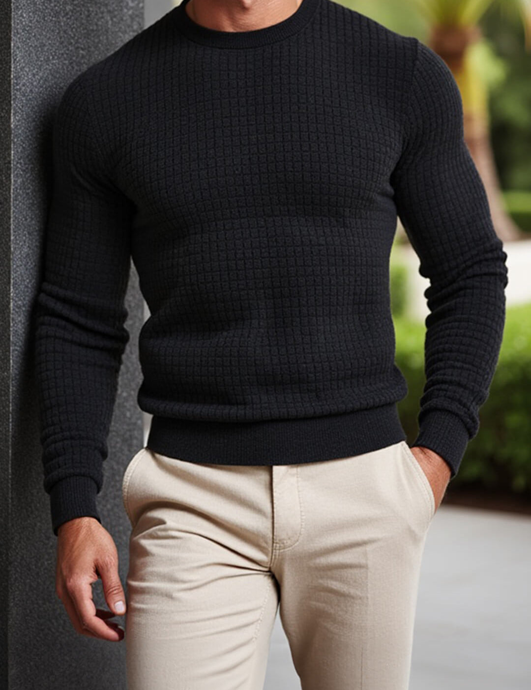 Florence: Crew Neck Textured Slim Sweater