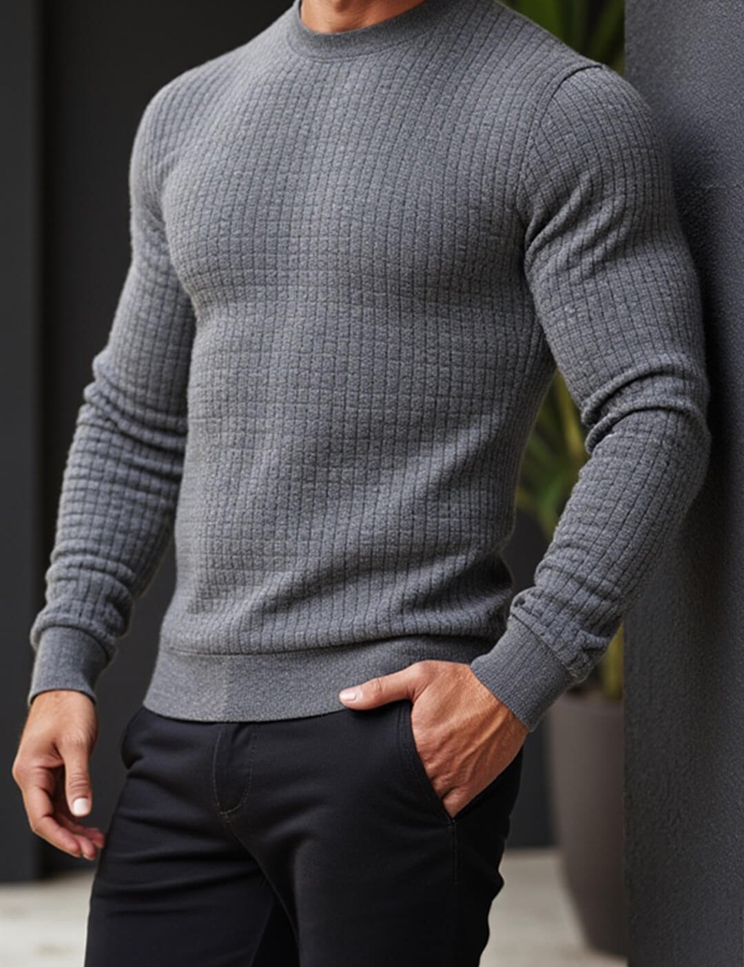 Florence: Crew Neck Textured Slim Sweater