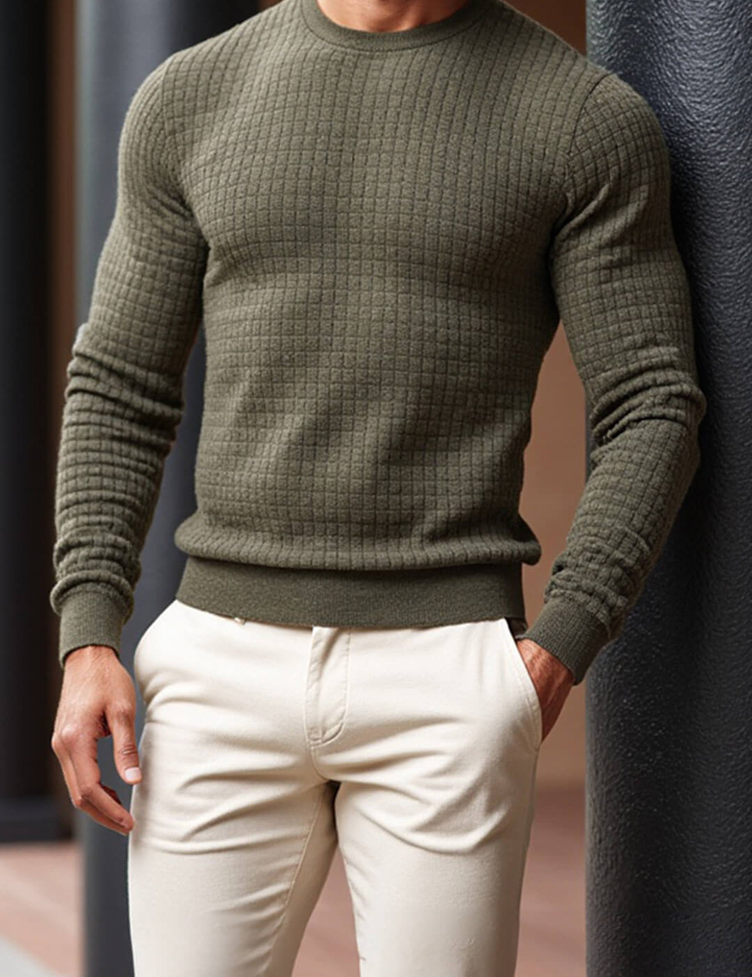 Florence: Crew Neck Textured Slim Sweater