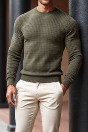 Florence: Crew Neck Textured Slim Sweater