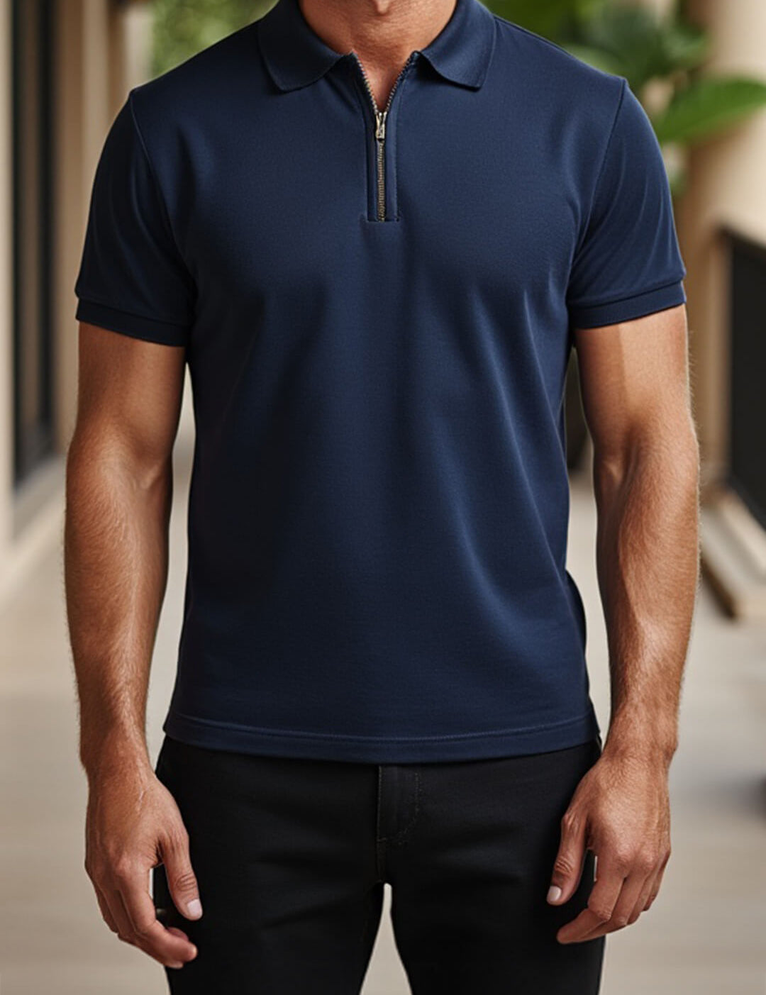 Mauricio: Muscle Fit Half-Zip Polo