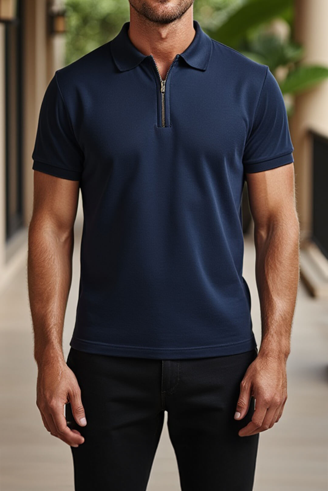 Mauricio: Muscle Fit Half-Zip Polo