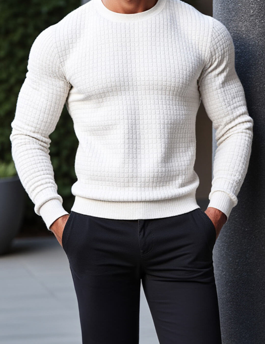 Florence: Crew Neck Textured Slim Sweater
